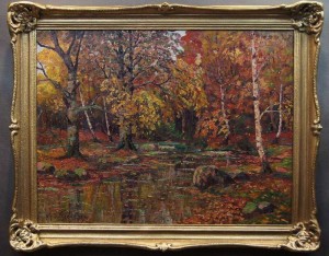 Malarstwo olejne kolorowa jesień w parku Charles Baillon Vincennes