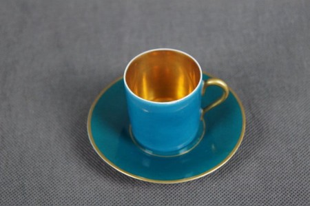 Rosenthal zielono złota porcelanowa filiżanka do mokki
