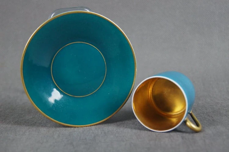 Rosenthal zielono złota porcelanowa filiżanka do mokki