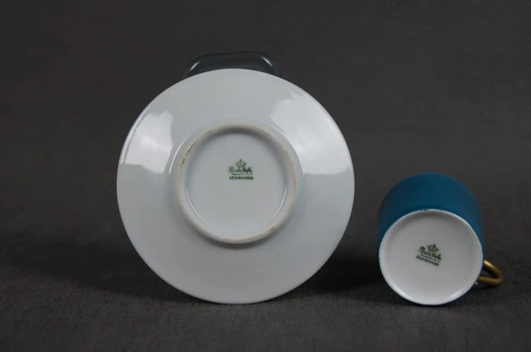 Rosenthal zielono złota porcelanowa filiżanka do mokki