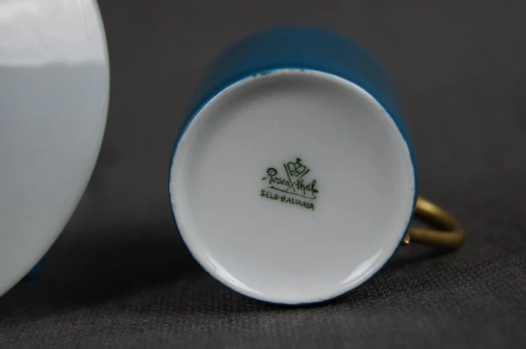 Rosenthal zielono złota porcelanowa filiżanka do mokki