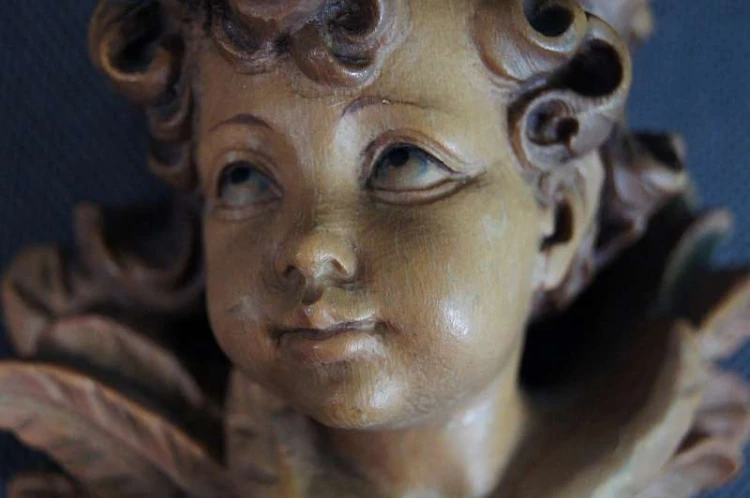Wyjątkowy cherubinek drewniane putto !!!