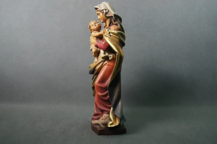Madonna z dzieciątkiem duża rzeźba w drewnie w polichromii