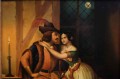 MEGA RARYTAS - XIX w. SCENA ROMANTYCZNA NA BLASZE