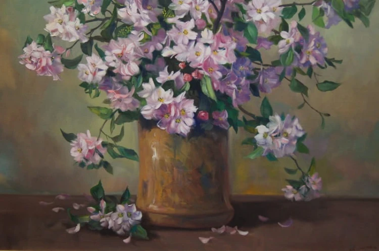 Helmuth Andreas Volkwein Kwiat Rhododendronu wybitny obraz olejny