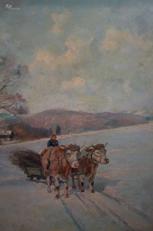 Paul John Walch Zwózka drewna zimą 1935 Polecam!!! 