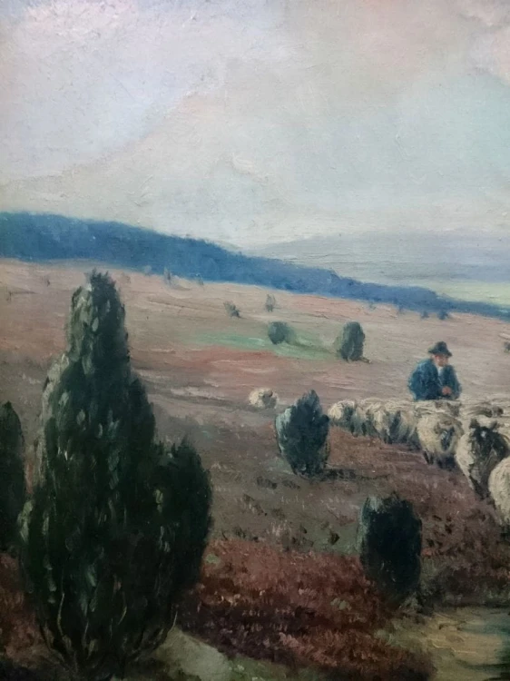 Obraz olejny A. BROBERG (1887-1973) OWCE U WODOPOJU