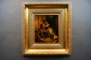 Stary obraz MEGA RARYTAS - XIX w. SCENA ROMANTYCZNA NA BLASZE