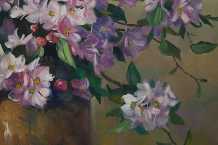 Helmuth Andreas Volkwein Kwiat Rhododendronu wybitny obraz olejny