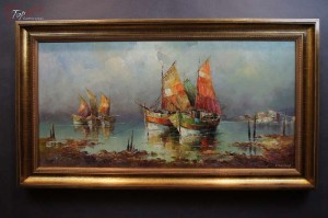 Stary obraz Kutry Rybackie ~ Heinrich Hartung UR.1888R.