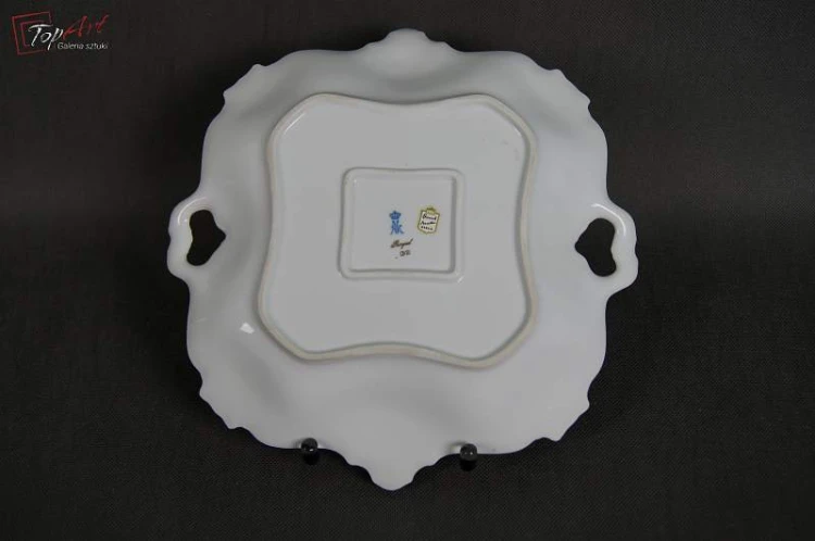 Cudowna złocona porcelanowa patera Kaiser
