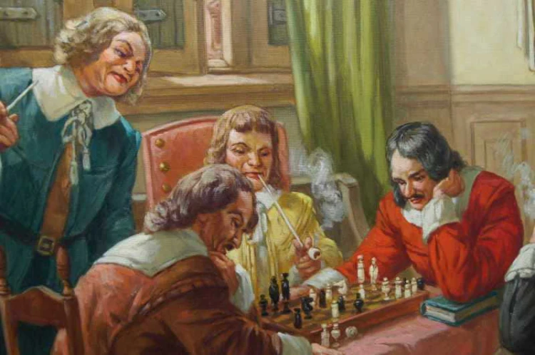 Stary obraz Szlacheckie zabawy partia szachów Hermann Prediger