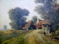 Obraz olejny Jean Coune WIEJSKI KRAJOBRAZ Z KURAMI
