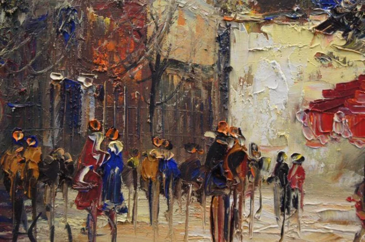 Paryskie kafejki barwny obraz olejny H. Passero