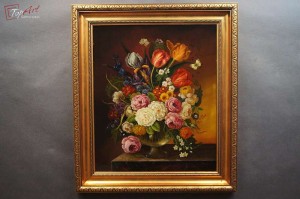 Stary cenny obraz Oskar Robert Dogarth Barokowe Kwiaty