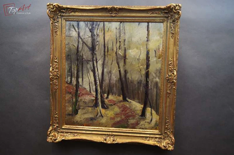 Stary obraz Josef Steib Jesienny Las 1929r