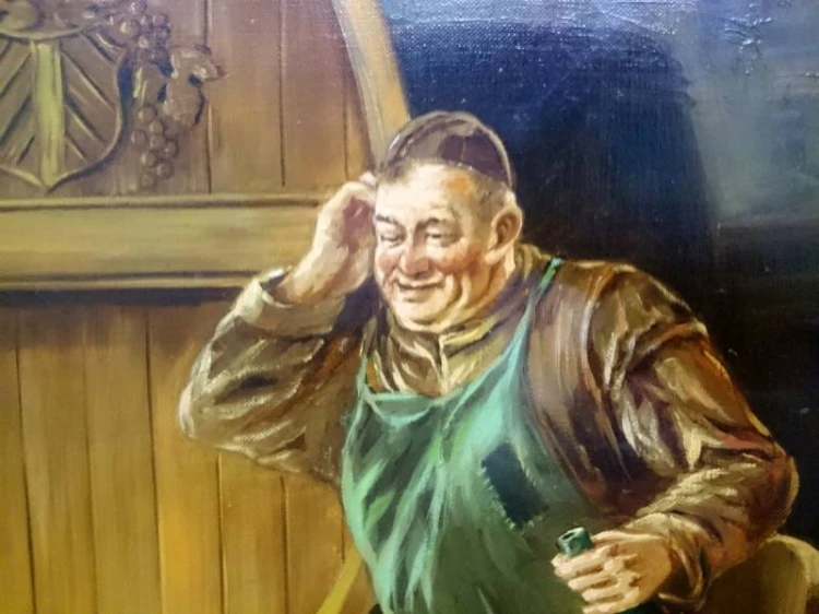 Obraz olejny Jurgen Winter U mnicha wino i kości