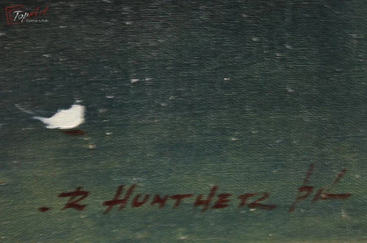 Stary obraz R. Hunther dekoracyjny bukiet kwiatów