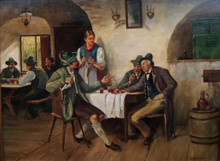 Stary obraz biesiada w oberży - Willy Lichtschlag