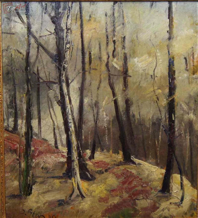 Stary obraz Josef Steib Jesienny Las 1929r