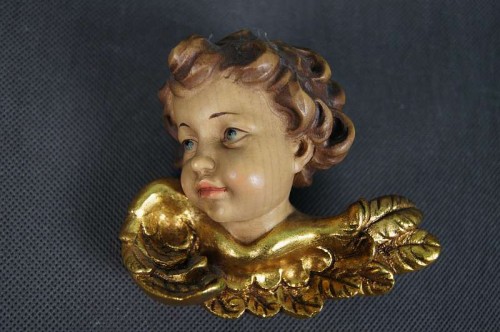 Cudowna główka cherubinka drewniane putto !!!