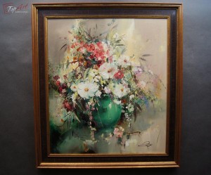 Obraz olejny Alwin Baur - salonowy bukiet kwiatów Polecam !!!