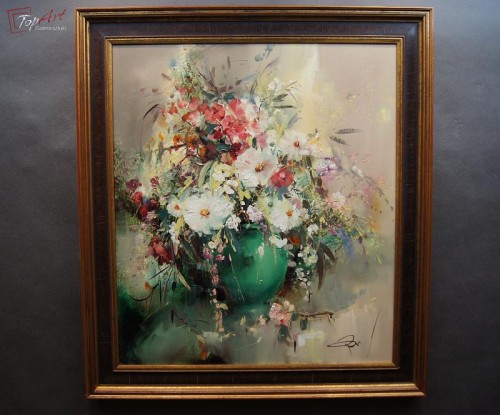 Obraz olejny Alwin Baur - salonowy bukiet kwiatów Polecam !!!