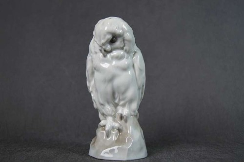 Szlachetna sowa urocza porcelanowa figurka