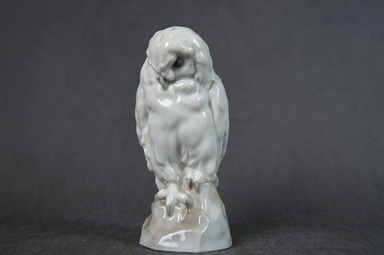 Szlachetna sowa urocza porcelanowa figurka