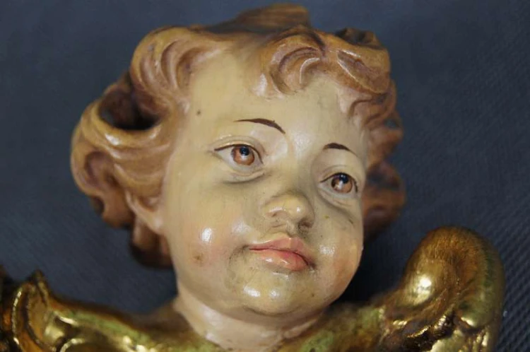 Wyjątkowa główka cherubinka drewniane putto !!!
