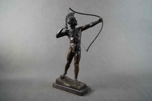 F. ZWIERZEJEWSKI DUŻA RZEŹBA W BRĄZIE ŁUCZNIK ORYGINAŁ!!!