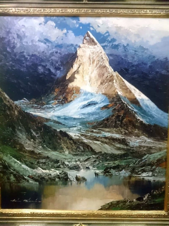 Obraz olejny MATTERHORN Heinz Munnich 1921r UNIKAT