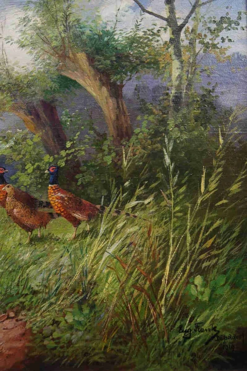 Pejzaż z bażantami animalistyczny obraz - Eugen Frank - Colon
