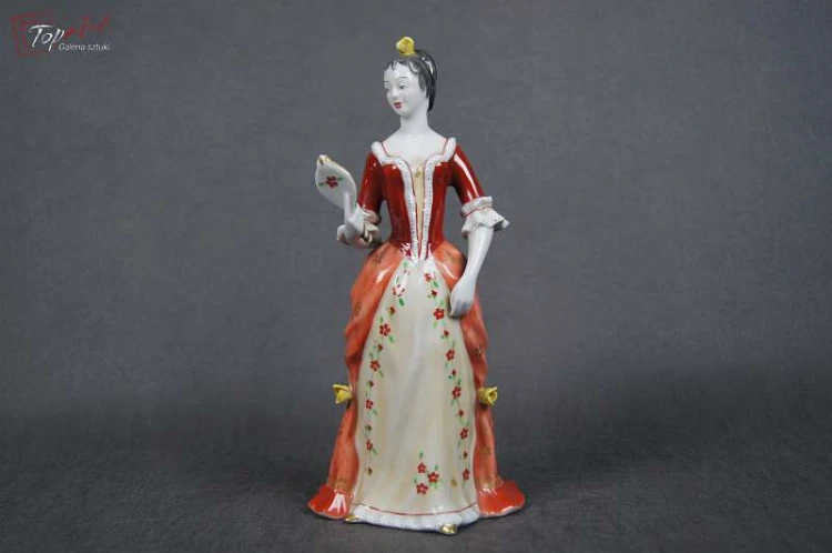 Porcelana Hollohaza Węgry lata 60 Figura Damy z lusterkiem.Okaz!!!