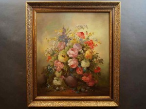 Stary obraz PAŁACOWE DZIEŁO SZTUKI MEDINA LOUISA BUKIET KWIATÓW 