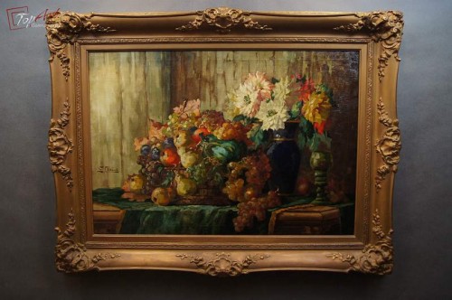 GEORG CLAUS duża martwa natura z kwiatami rarytas!