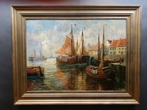 Josef Dederichs - W Porcie - Mega duży obraz Polecam !!!