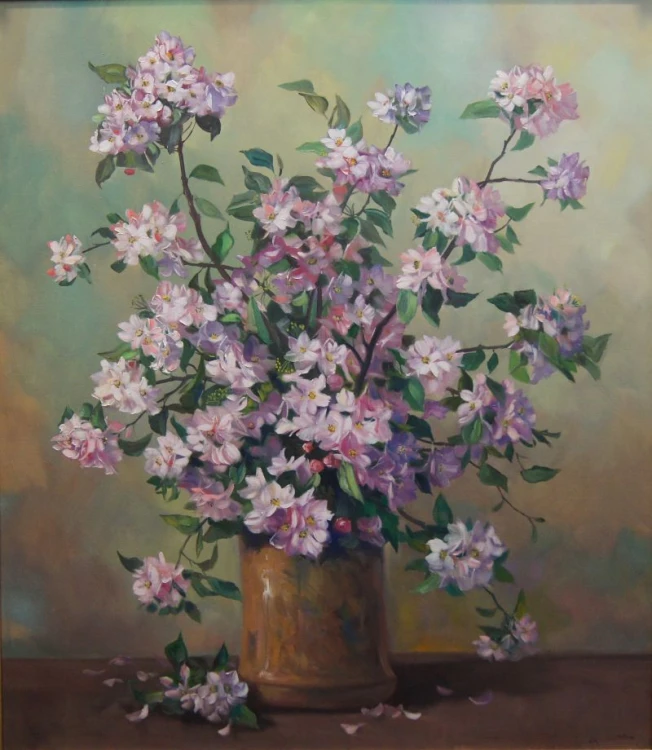 Helmuth Andreas Volkwein Kwiat Rhododendronu wybitny obraz olejny