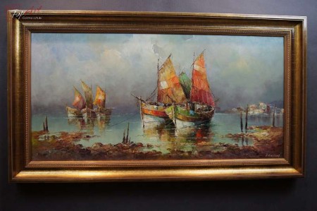 Stary obraz Kutry Rybackie ~ Heinrich Hartung UR.1888R.