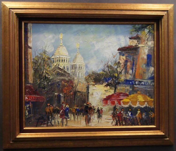 Paryskie kafejki barwny obraz olejny H. Passero