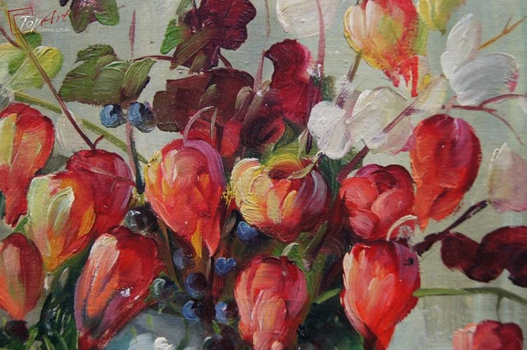 Cudowny UNIKAT Kwiaty ~ HEDWIG PETERMANN ur.1877r