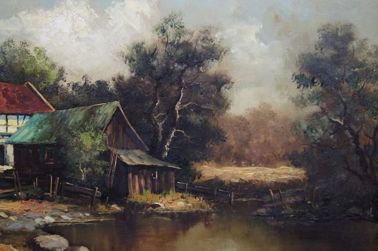 Młyn wodny wiejski krajobraz Michael W. Schneider