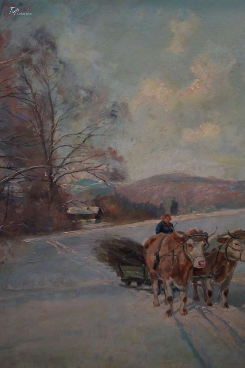 Paul John Walch Zwózka drewna zimą 1935 Polecam!!! 