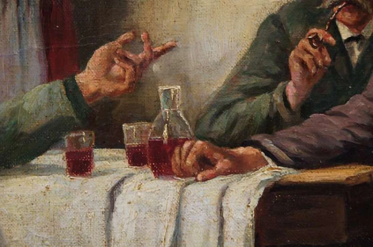 Stary obraz biesiada w oberży - Willy Lichtschlag
