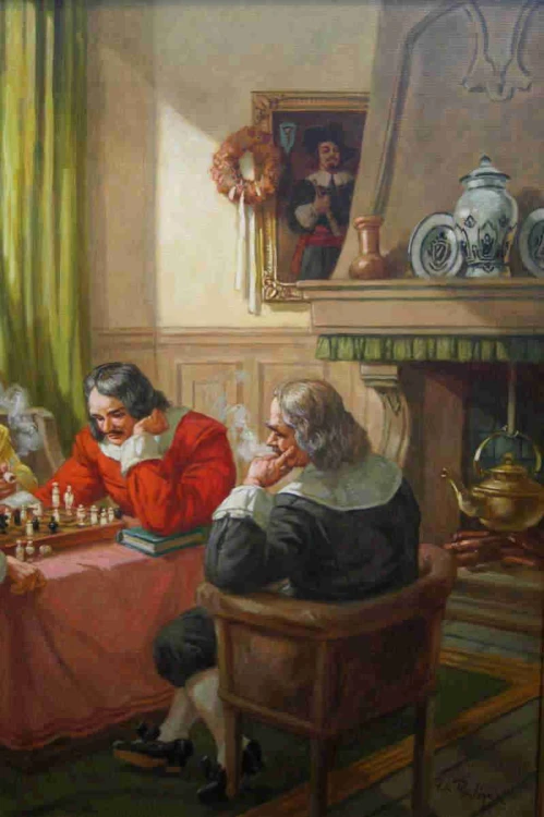 Stary obraz Szlacheckie zabawy partia szachów Hermann Prediger