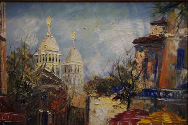 Paryskie kafejki barwny obraz olejny H. Passero
