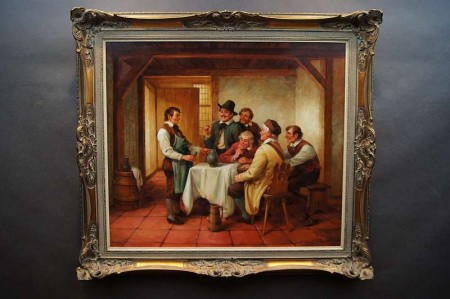 Poczęstunek w oberży - malarstwo rodzajowe - Curt A. Landwehr