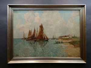 Rudolf Priebe - Malownicze nabrzeże z kutrami Polecam !!!