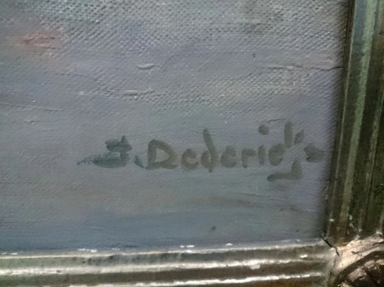 Obraz olejny Josef Dederichs kutry rybackie przy brzegu