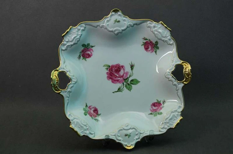 Porcelana Alka cudowna patera różę złoto